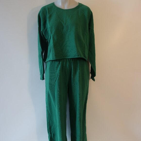 Womens The Westside Green 2-Pc Set Cropped Sweatshirt/M Wide-Leg Pants/S - Picture 10 of 15
